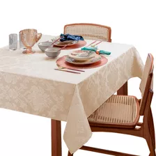 Toalha De Mesa Jacquard Retangular Casa Laura Enxovais Glamour Premium 4 Lugares Palha