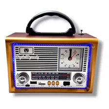 Radio Bocina Bluetooth/usb Reloj Vintage Retro Bc417 Recarga