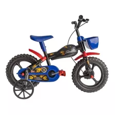 Bicicleta De Passeio/urbana Infantil Styll Baby Moto Bike Aro 12 Cor Preto/azul/vermelho Com Rodas De Treinamento