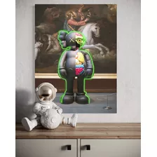 Cuadro Kaws Negro Religioso Con Resina Y Luz Led Neón