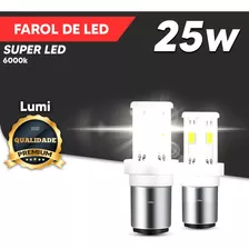 Lampada Farol Super Led 2 Cores Cerâmica Ba20d 9-60v P/ Moto