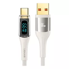 Cable Usb Tipo C Usams 66w Pd 1.2m Transparente Uso Rudo