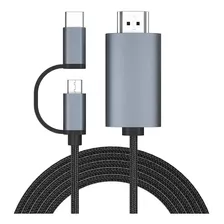 Auking Cable Micro Usb Tipo C A Hdmi 2 En 1, Adaptador Hdmi.