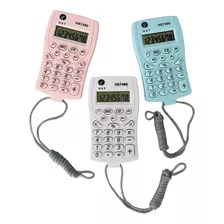 Kit 3 Mini Calculadora De Bolso Colorida Cordão De Pescoço