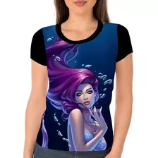 Camisa Camiseta Feminina Sereias Meninas Tema Infantil Hd 4