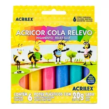 Cola Relevo Acrilex 6 Cores 20g Cor Variadas