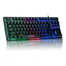 Teclado Para Juegos Compacto Rgb, Chonchow Usb Con Cable 87 