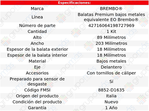 Balatas Delanteras Bajos Metales Slr Mclaren 05 Al 09 Brembo Foto 3