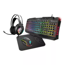 Kit Gamer 4 En 1 Krom Kritic Pad Mouse Audifonos Teclado Color Del Teclado Negro