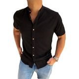 Camisas Cuello Mao De Lino Para Hombre, Camisa Cuello Neru