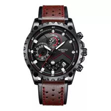 Nibosi Relojes De Hombre Moda Analógico Esfera Negra Correa 