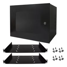 Caixa Rack Organizador 19 8u 350mm Porta Acrílica 2 Bandeja