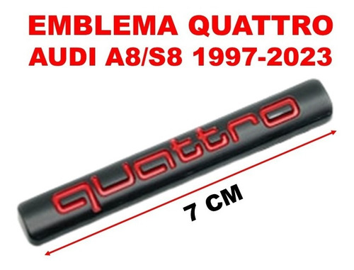 Emblema Quattro Audi A8/s8 1997-2023 Negro/rojo Foto 4