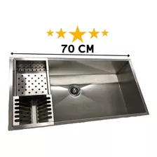 Cuba Inox Quadrada Calha Pia Com Válvula 70x40 Cm Gourmet Co