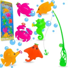 Brinquedo Pescaria Infantil - Pega Peixe + Vara - 7 Peças