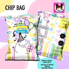 10 Chip Bag Flork Cumpleaños Kit Imprimible Fiesta Editable