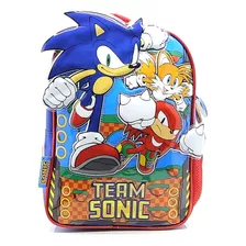 Mochila Escolar Cresko 12p Sonic Sega Espalda Jardin Full Color Rojo Y Azul Diseño De La Tela Sonic Y Amigos