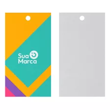 1000 Tag Personalizada Frente Colorido, Verso Preto Furo 4mm