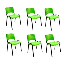 Silla Plastica Fija Apilable Pack X6 Reforzada Hogar Oficina