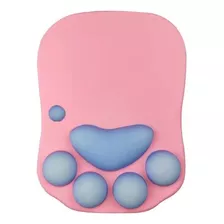 Mouse Pad Fofo Gatinho Silicone Antiderrapante Rosa