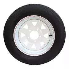 Llantas 4x100 Aro 13 Blanca Con Neumatico Y Cono Cromado