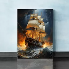 Quadro Decorativo Sala Quarto 30x45 Navio Oceano Em Fúria