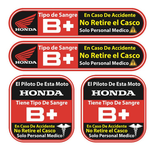 Sticker Reflejante Tipo Sanguineo P/ Pilotos De Moto Honda Foto 6