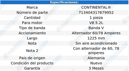 Banda V Alt 60/78 Amps 1225 Mm W100 V8 5.2l 85-87 Foto 4