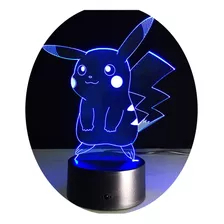 Lampara Led En Acrilico Pikachu Velador De Noche