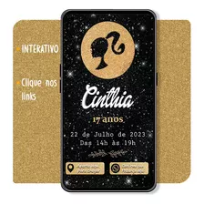 Convite 15 Anos Preto E Dourado Menina Interativo