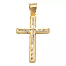 Dije Medalla Cruz Zirconias Jesus Cristo 3.5cm 100% Oro 10k