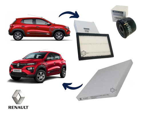 Kit Filtros Kwid Renault Aceite+aire+cabina Original T. Aos Foto 2