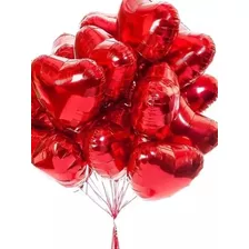 Globos Corazón Con Helio Rojos San Valentin Cotillón Deco 