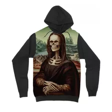 Blusa Moletom Inverno Mona Lisa Skull Caveira Da Vinci Tumbl