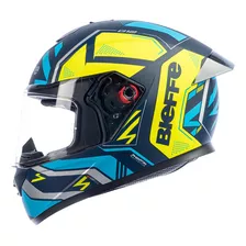 Capacete Bieffe B12 Phanton Esportivo Azul Moto Aerofolio Cor Amarelo Azul Fosco Tamanho Do Capacete 60