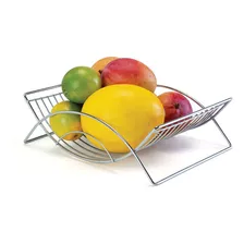 Fruteira De Mesa Design Metal Cor Aço Inox