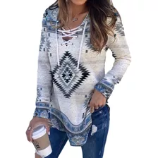 Printed V Neck Strap Long Sleeve Undershirt T Shirt