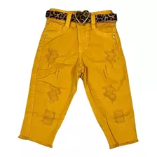 Calça Jeans Feminina Infantil Destroyed Modinha Mini Diva 