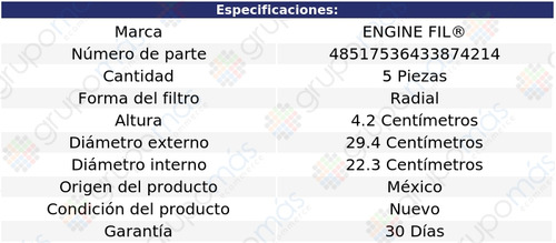 5 Filtros De Aire Engine Fil Nova L4 1.6l 1985 A 1988 Foto 2