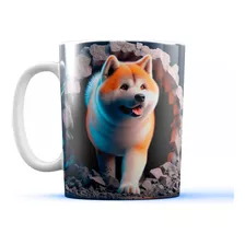 Taza Cerámica Akita Inu Efecto 3d