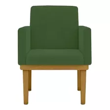 Poltrona Ammê Estofados Premium Poltrona De 1 Lugar Cor Verde De Suede E Cor Dos Pés Caramelo De Madeira