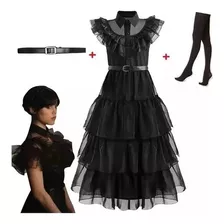 Vestido Fiesta Negro Adams Moda Cosplay Merlina Disfraz Locos Adams Halloween Tiktok Baile Wednesday