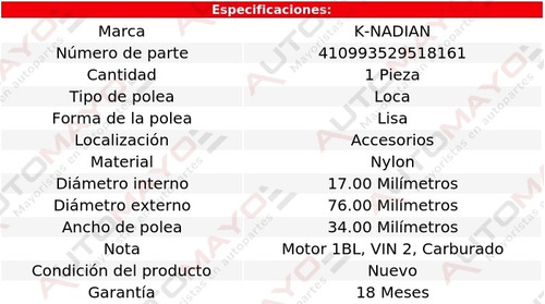 Polea Accesorios Nylon Lisa K-nadian Corvair H6 2.4l 61 Foto 3