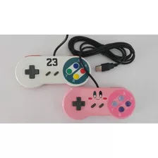 Controle Usb Pc Snes Modelo Donkey Kong - Branco - Rosa