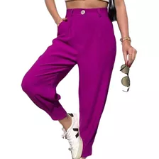  Calça Cenoura Jogger Alfaiataria Feminina Barra Com Ziper