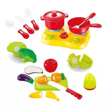 Set Cocina Infantil Frutas Verduras Minichef Didáctico Calid Color Rojo