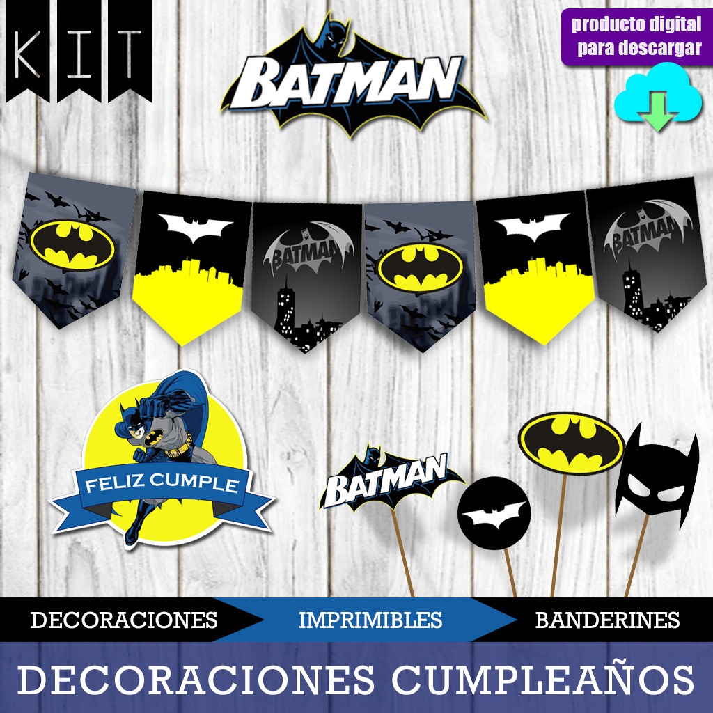 Kit De Cumpleaños + Candy Bar Batman Para Imprimir - Avisos en Souvenirs,  Cotillón y Fiestas