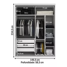 Guarda-roupa Solteiro Athenas 2 Portas 3 Gavetas 100% Mdf Br Cor Branco