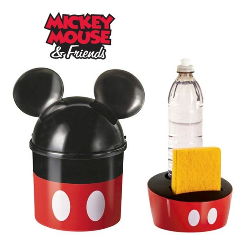 Kit De Pia Mickey Disney - Lixeira Pia E Porta Detergente