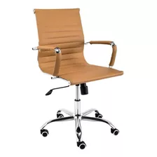 Cadeira Diretor Boston Giratória Esteirinha Caramelo Material Do Estofamento Poliuretano / Metal Cromado
